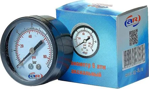 Манометр аксиальный AQUAMOTOR 50мм 6 бар ¼&quot; AR112009