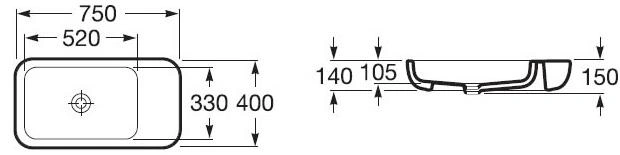 Раковина Roca Khroma 75 R белый 327655000