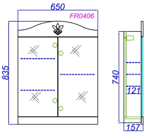Шкаф-зеркало Aqwella Franchesca 65 белый FR0406