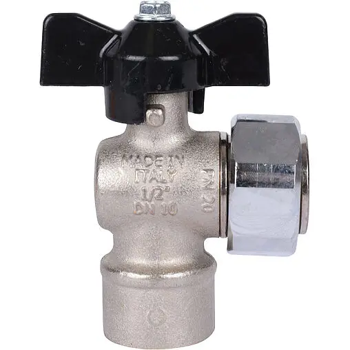 Кран шаровый с накидной гайкой угловой ½"в x ¾"нг Stout SVB-1010-001520