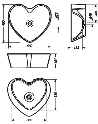 Раковина Sanita Luxe Love is Black 45 черный LOVSLWB02