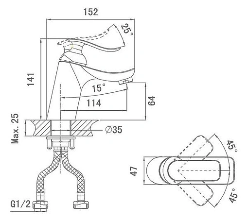 Смеситель для раковины D&amp;K Liszt Bayern хром DA1232101