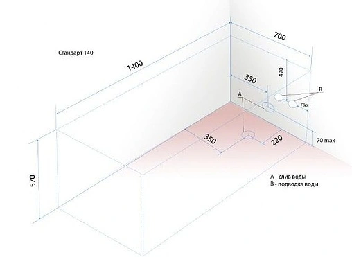 Ванна акриловая Triton Стандарт 140x70 Н0000099327