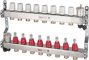 Группа коллекторная с расходомерами 9 отводов 1&quot;в/в x ¾&quot;ек Valtec VTc.586.EMNX.0609, 1