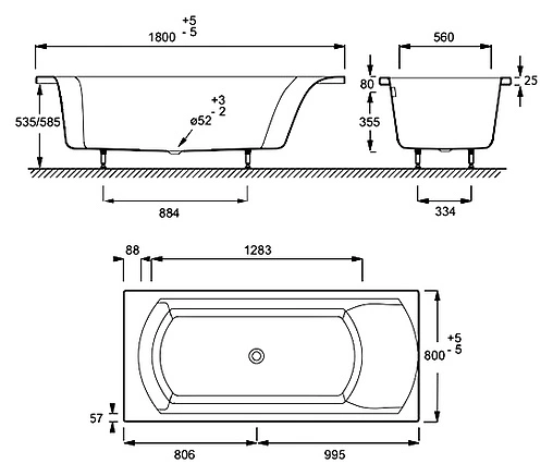 Ванна акриловая Jacob Delafon Ove 180x80 E60143RU-00