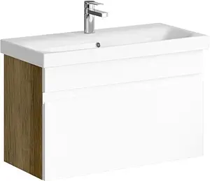 Тумба под умывальник подвесная Aqwella Smart 80 белый/дуб балтийский SRT0108DB Тумба под умывальник подвесная Aqwella Smart 80 белый/дуб балтийский SRT0108DB, 1