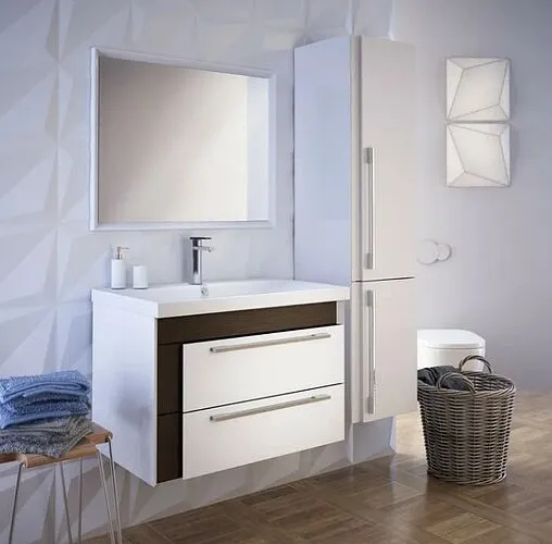 Тумба-умывальник подвесная IDDIS Color Plus 90 белый/венге COL90W0i95+0069000i28