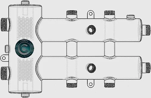 Распределительный коллектор 3 контура с гидрострелкой 1¼&quot;н x 1&quot;н Север-R-М3(Aisi) 1955004