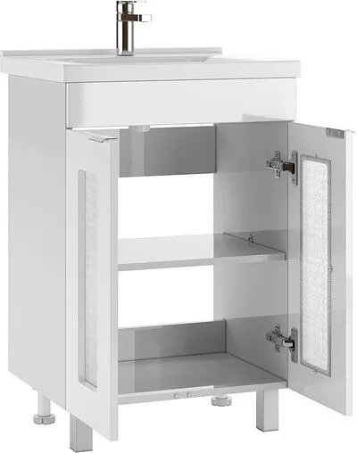 Тумба-умывальник напольная Айсберг Кристалл 60 белый DA1801T+1WH302421