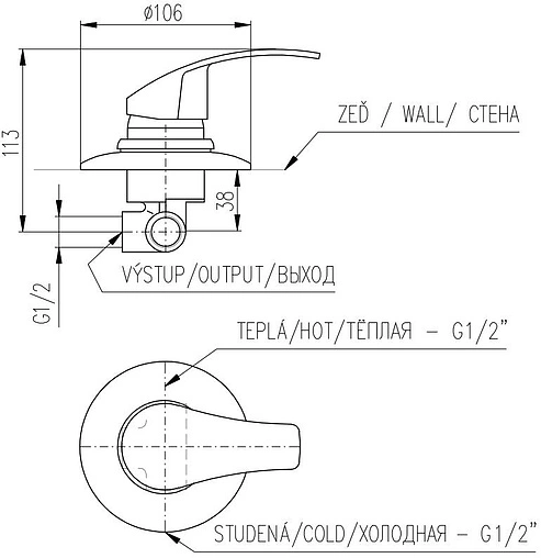 Смеситель для душа скрытого монтажа Rav Slezak Mississippi хром MS083