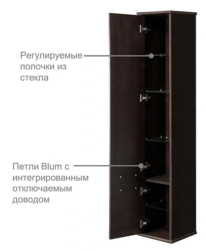 Шкаф-пенал подвесной Roca America 36 L дуб тёмный ZRU9302954