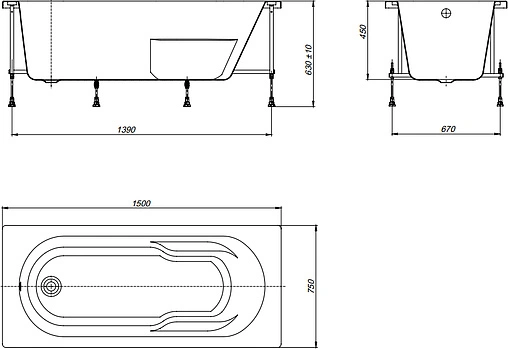 Ванна акриловая Roca Genova-N 150x75 ZRU9302894