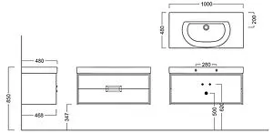 Тумба-умывальник подвесная Kerama Marazzi Canaletto 100 белый CN.100\M+BG.wb.100 Тумба-умывальник подвесная Kerama Marazzi Canaletto 100 белый CN.100\M+BG.wb.100, 2