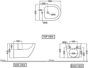 Биде подвесное Jaquar Continental белый CNS-WHT-153, 2