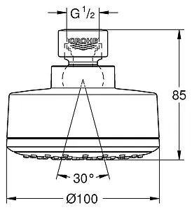 Лейка верхнего душа Grohe New Tempesta Cosmopolitan 100 хром 26051000 Лейка верхнего душа Grohe New Tempesta Cosmopolitan 100 хром 26051000, 2