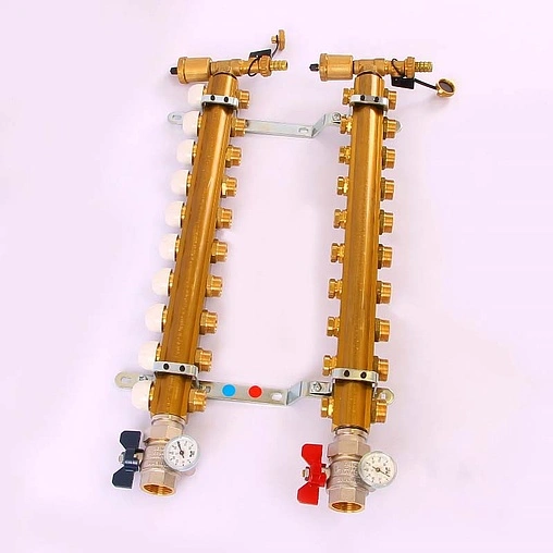 Группа коллекторная без расходомеров 10 отводов 1&quot;в/в x ¾&quot;ек Tiemme 3870036