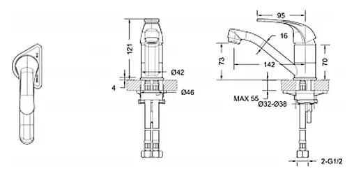 Смеситель для раковины Bravat Fit хром F1233188CP-RUS FIT