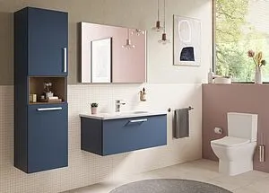 Шкаф-пенал подвесной VitrA Root 40 L тёмно-синий/светлое дерево 68008 Шкаф-пенал подвесной VitrA Root 40 L тёмно-синий/светлое дерево 68008, 3