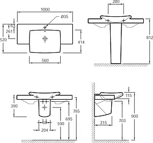 Раковина Jacob Delafon Escale 100 белый E1280-00 Раковина Jacob Delafon Escale 100 белый E1280-00, 2