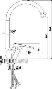 Смеситель для кухни Rossinka хром B35-23 Смеситель для кухни Rossinka хром B35-23, 2