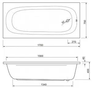 Ванна акриловая Cezares Piave 170x75 Ванна акриловая Cezares Piave 170x75, 2
