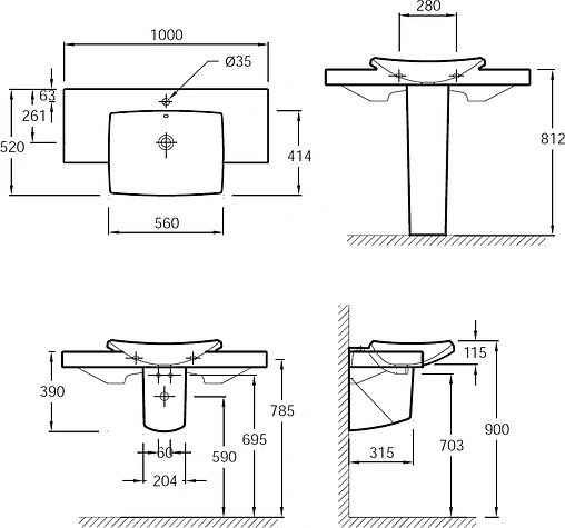 Раковина Jacob Delafon Escale 100 белый E1280-00