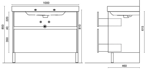 Тумба под умывальник напольная Kerama Marazzi Buongiorno 100 дуб сонома/белый BGN.100.2\OAK