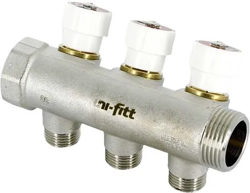 Коллектор регулирующий проходной 3 отвода 1&quot;в/н x ½&quot;н Uni-fitt 400N4231