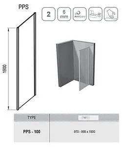 Боковая стенка 1000мм прозрачное стекло Ravak Pivot PPS-100 90GA0300Z1, 2