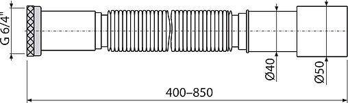 Слив гофрированный AlcaPlast 1½x40/50мм L=400-850мм A708 Слив гофрированный AlcaPlast 1½x40/50мм L=400-850мм A708