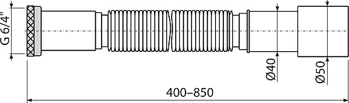 Слив гофрированный AlcaPlast 1½&quot;x40/50мм L=400-850мм A708