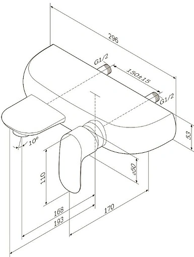Смеситель для ванны Am.Pm Sensation хром F3010000