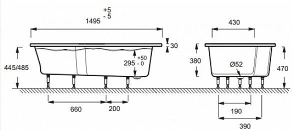 Ванна акриловая Jacob Delafon Bain-Douche NEO 150x80 R белый