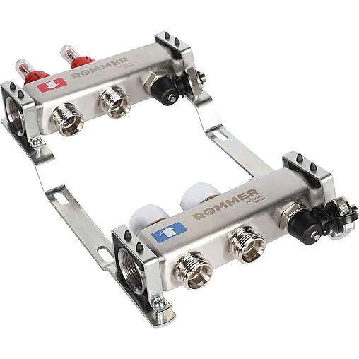 Группа коллекторная с расходомерами 2 отвода 1&quot;в/в x ¾&quot;ек Rommer RMS-1201-000002