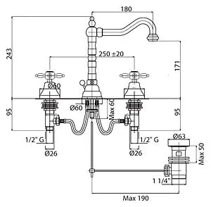 Смеситель для раковины Cezares Nostalgia бронза NOSTALGIA-BLS2-02 Смеситель для раковины Cezares Nostalgia бронза NOSTALGIA-BLS2-02, 2