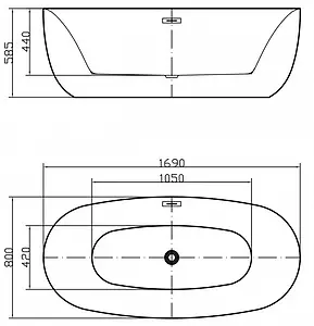 Ванна акриловая отдельностоящая Swedbe Vita 169x80 8837, 3