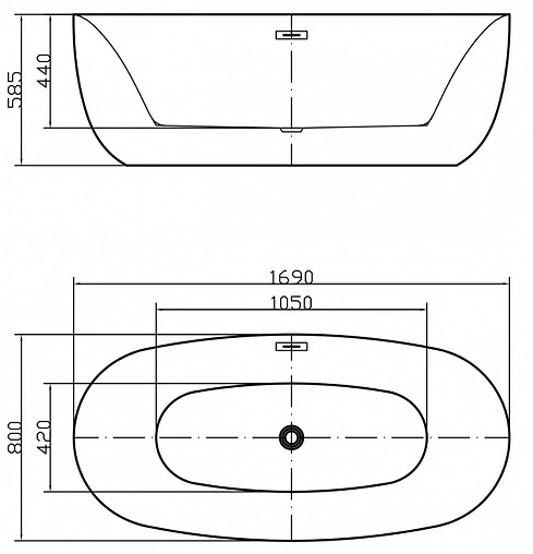 Ванна акриловая отдельностоящая Swedbe Vita 169x80 8837