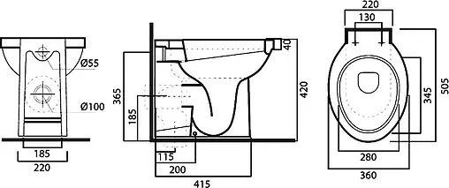 Унитаз приставной Am.Pm Bliss белый C551438WH