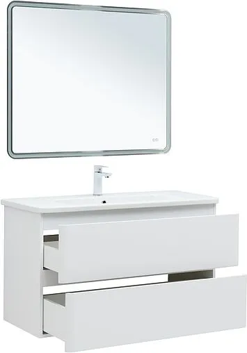 Тумба-умывальник подвесная Aquanet Эмбер 105 белый матовый 00330469+11105-KL