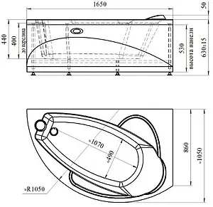 Ванна акриловая Radomir Варна 165х105 R 2-01-0-2-1-234, 2