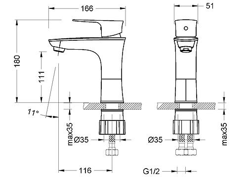 Смеситель для раковины Lemark Nero хром LM0206C