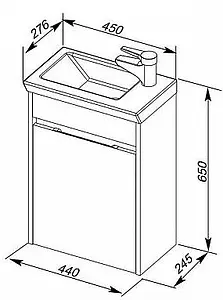 Тумба-умывальник подвесная Aquanet Дувр 45 белый 00182607+00182339 Тумба-умывальник подвесная Aquanet Дувр 45 белый 00182607+00182339, 2