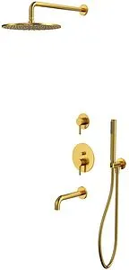 Душевая система со смесителем для ванны WHITECROSS Y brushed gold золото брашированное YSET07GLB Душевая система со смесителем для ванны WHITECROSS Y brushed gold золото брашированное YSET07GLB, 1