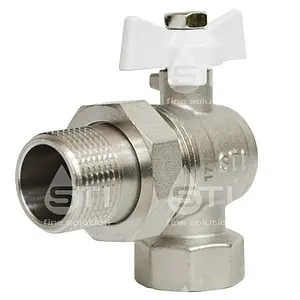 Кран шаровый с американкой угловой ¾"в x ¾"н STI 01.05.20020 Кран шаровый с американкой угловой ¾"в x ¾"н STI 01.05.20020, 1