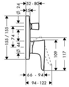 Смеситель для ванны скрытого монтажа Hansgrohe PuraVida белый/хром 15445400, 2