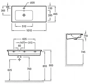 Раковина Jacob Delafon Vox 100 R белый EXAD112-00 Раковина Jacob Delafon Vox 100 R белый EXAD112-00, 2