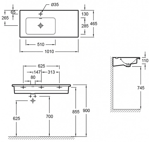 Раковина Jacob Delafon Vox 100 R белый EXAD112-00