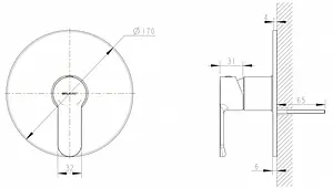 Смеситель для душа скрытого монтажа Bravat New Moon хром PB839103CP-RUS Смеситель для душа скрытого монтажа Bravat New Moon хром PB839103CP-RUS, 2