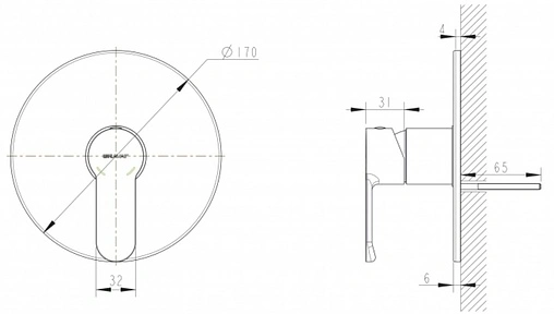 Смеситель для душа скрытого монтажа Bravat New Moon хром PB839103CP-RUS
