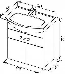 Тумба-умывальник Aquanet Ирис 60 белый 00198381+00182641, 2
